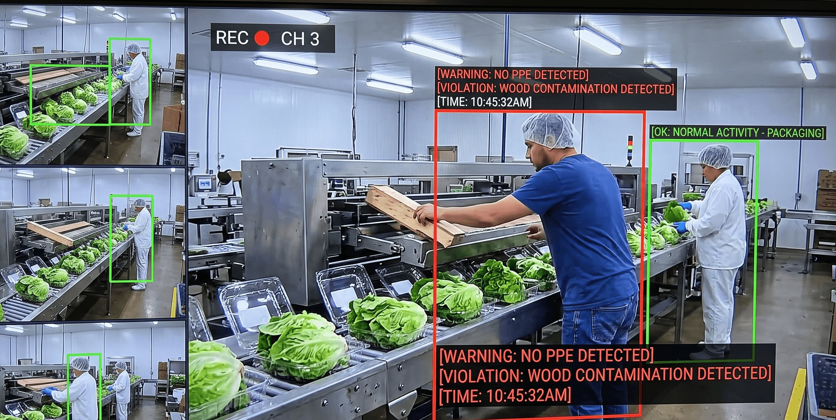 AI vision monitoring feed flagging safety and process violations